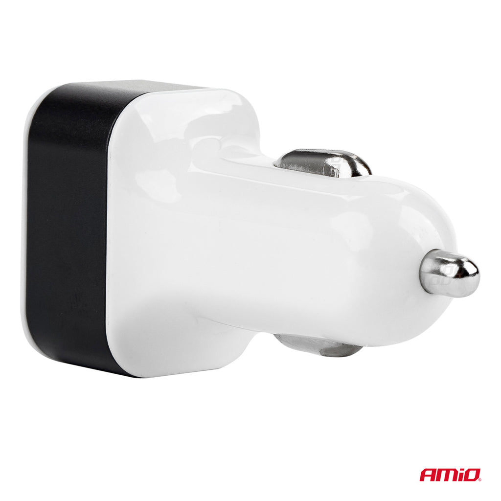 Ładowarka samochodowa 3x USB biała PCH-03 AMIO-01027
