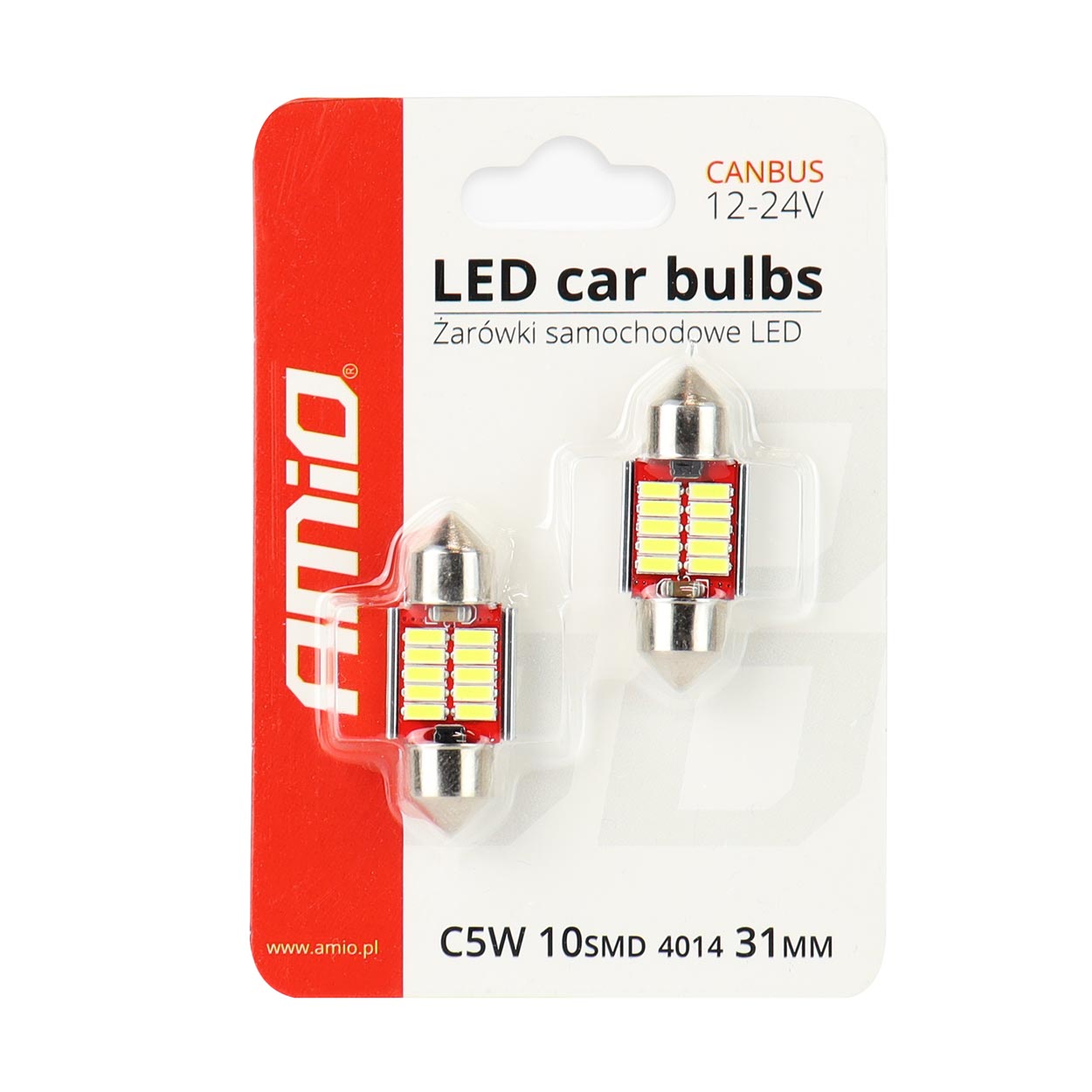 LED CANBUS 4014 10SMD Festoon C5W C10W C3W 31mm White 12V 24V AMIO-01288
