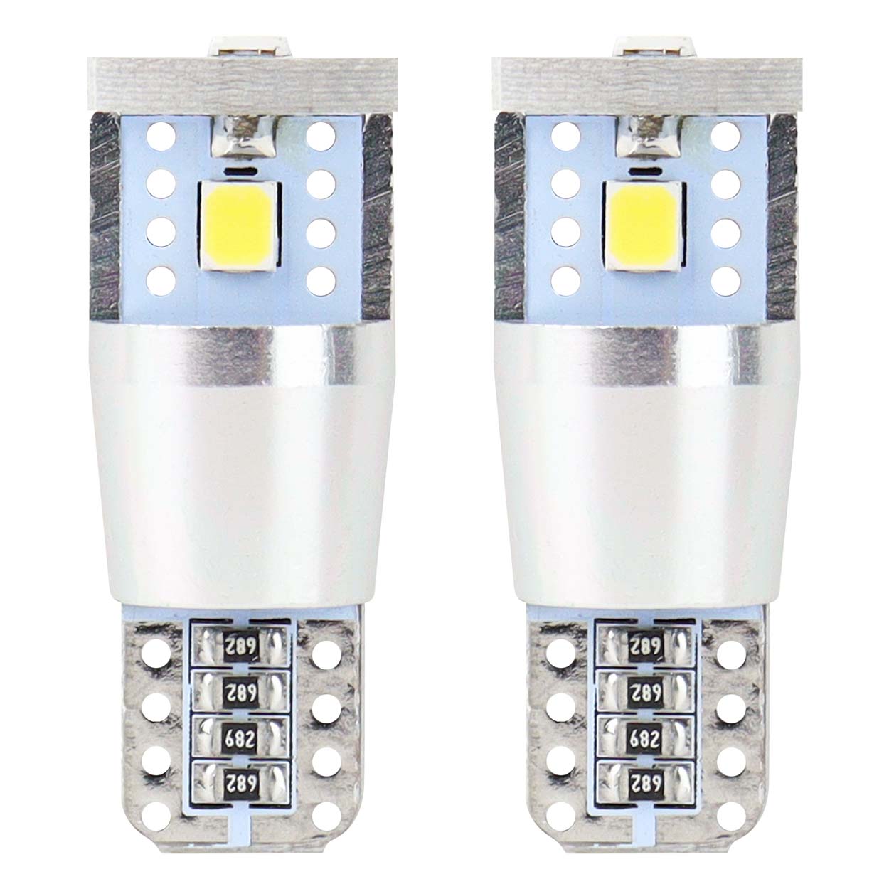 Żarówki LED CANBUS 3SMD 2835 T10e W5W  ALU White 12V 24V AMIO-01637