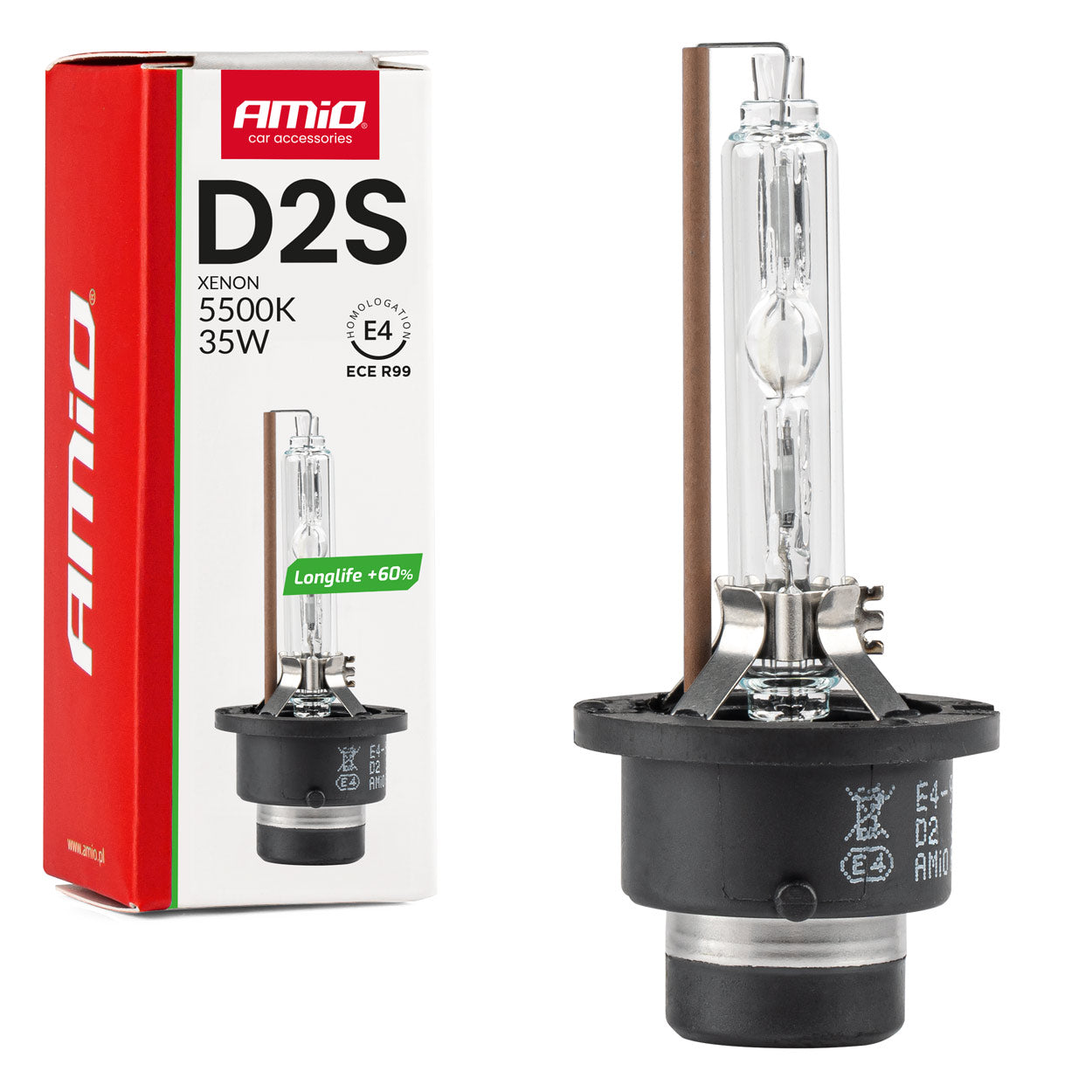 Żarówka ksenonowa żarnik xenon D2S 5500K  AMiO LONG LIFE AMIO-01974