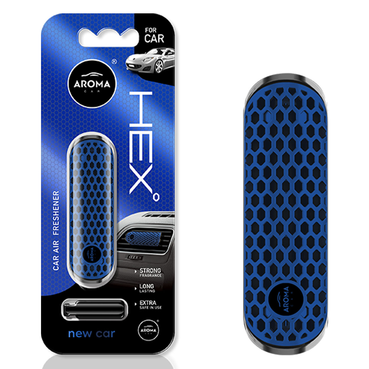 Odświeżacz powietrza AROMA FANCY SHAPES POLYMER HEX New Car