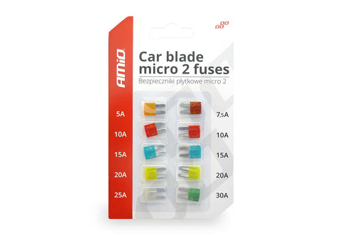 Bezpieczniki samochodowe MICRO 2 blister zestaw 10 szt. AMIO-02331 AMiO