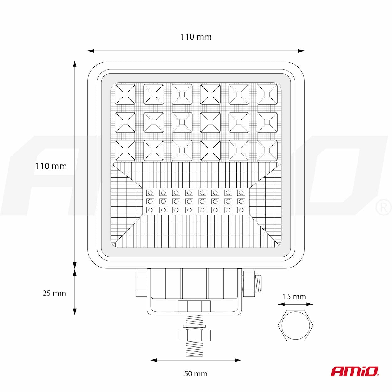 Lampa robocza szperacz LED AWL12 12V 24V AMIO-02426