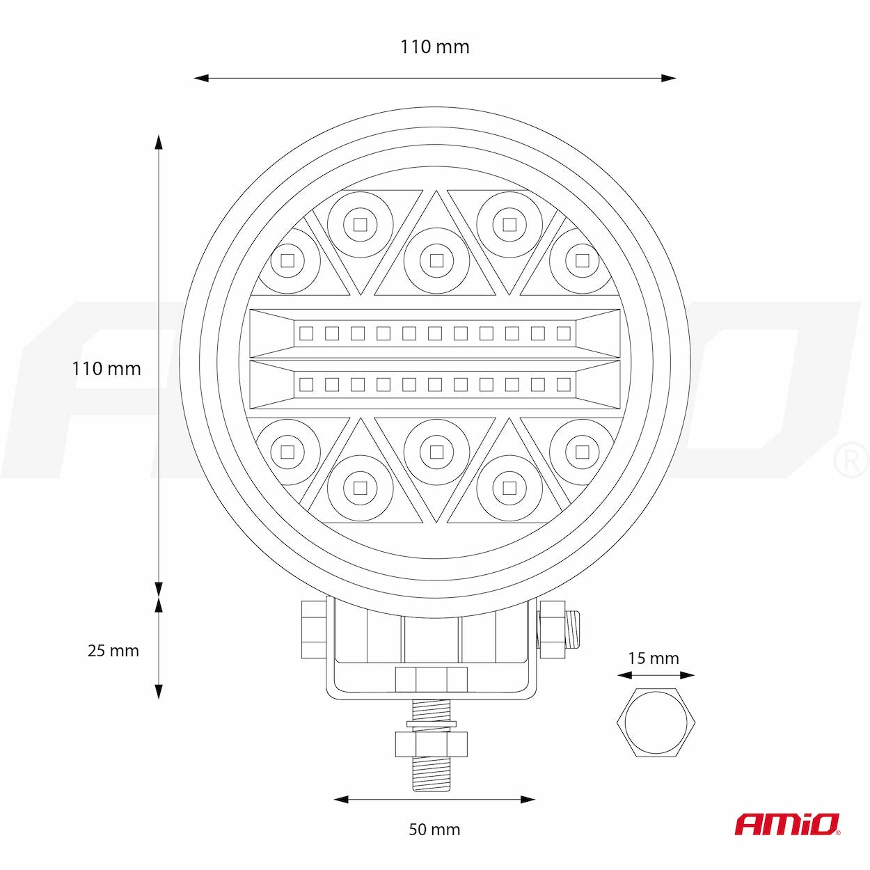 Lampa robocza LED szperacz AWL16 26LED 12V 24V AMIO-02430