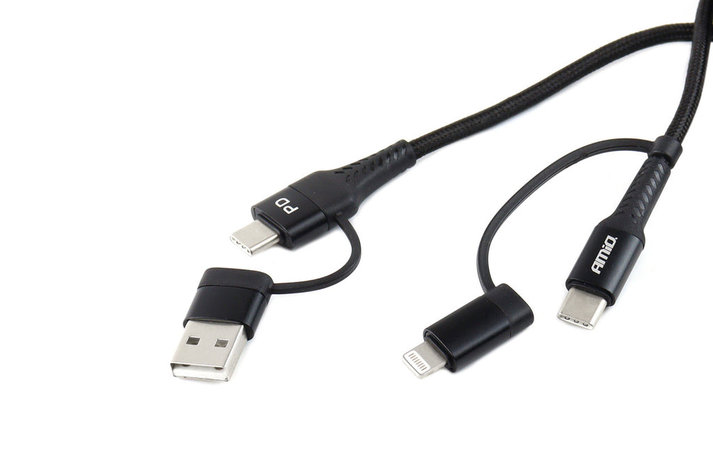 Kabel USB USB-C 3w1 iphone Lightning USB USB-C 1m UC-15 AMIO-02547