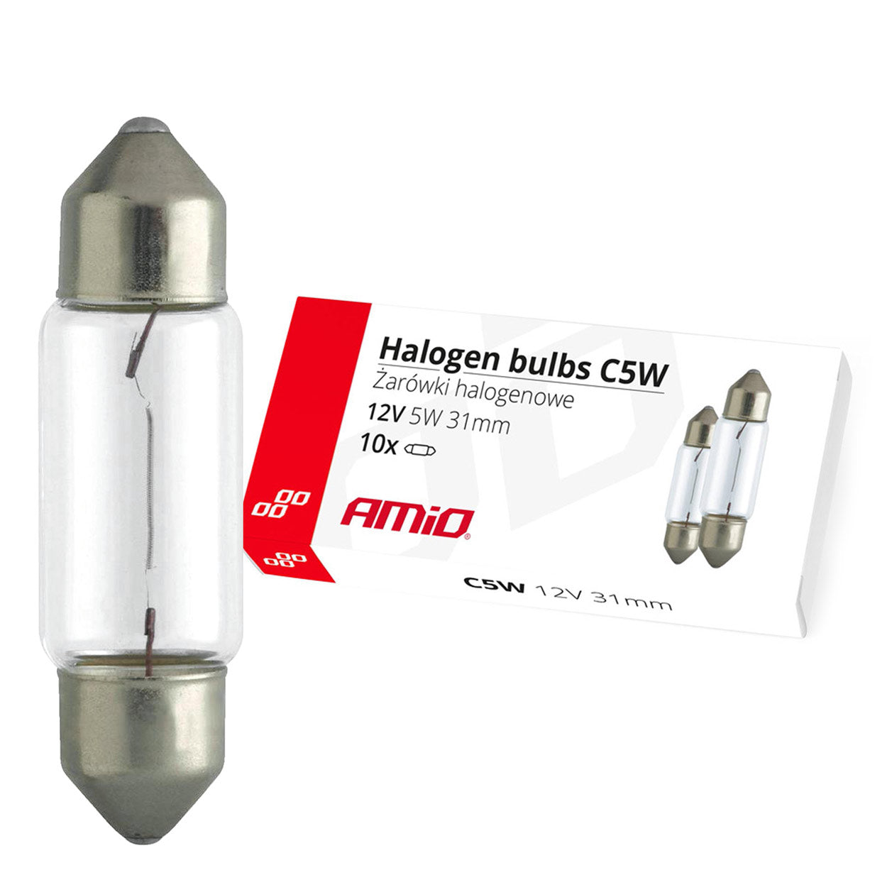 Żarówki halogenowe C5W Festoon 31mm 12V 10 szt. AMIO-02553
