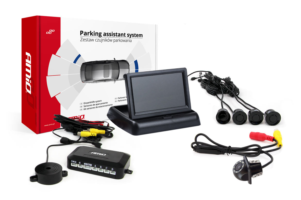 Zestaw czujników parkowania TFT02 4,3" z kamerą HD-305-LED 4 sensory czarne