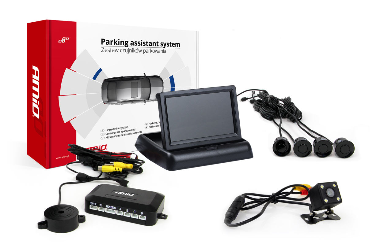 Zestaw czujników parkowania TFT02 4,3" z kamerą HD-315-LED 4 sensory czarne