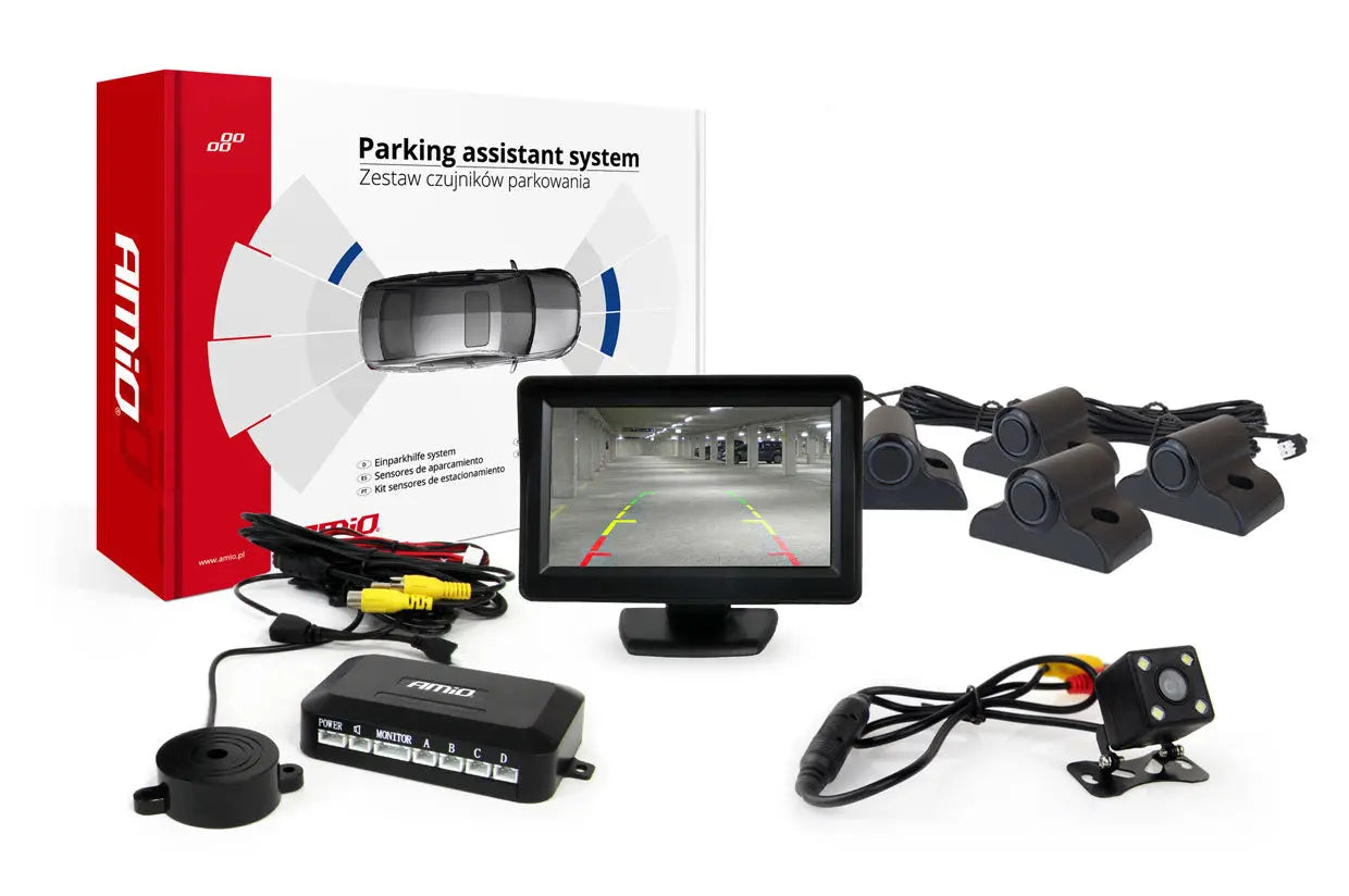 Zestaw czujników parkowania TFT01 4,3" z kamerą HD-315-LED 4 sensory czarne Truck AMiO