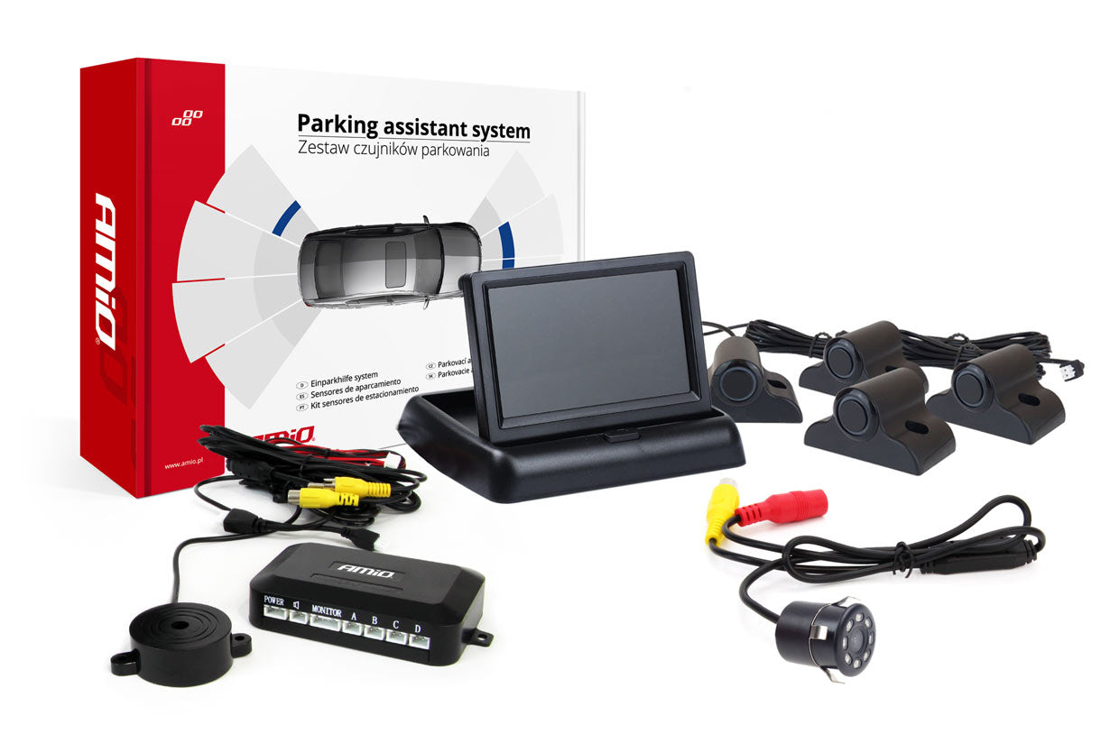 Zestaw czujników parkowania TFT02 4,3" z kamerą HD-307-IR 4 sensory czarne Truck