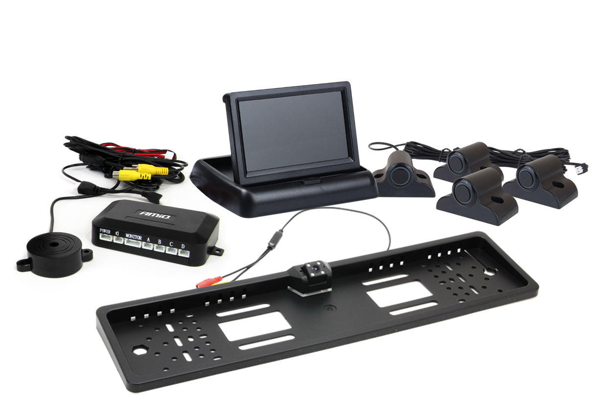 Zestaw czujników parkowania TFT02 4,3" z kamerą HD-402-LED 4 sensory czarne Truck