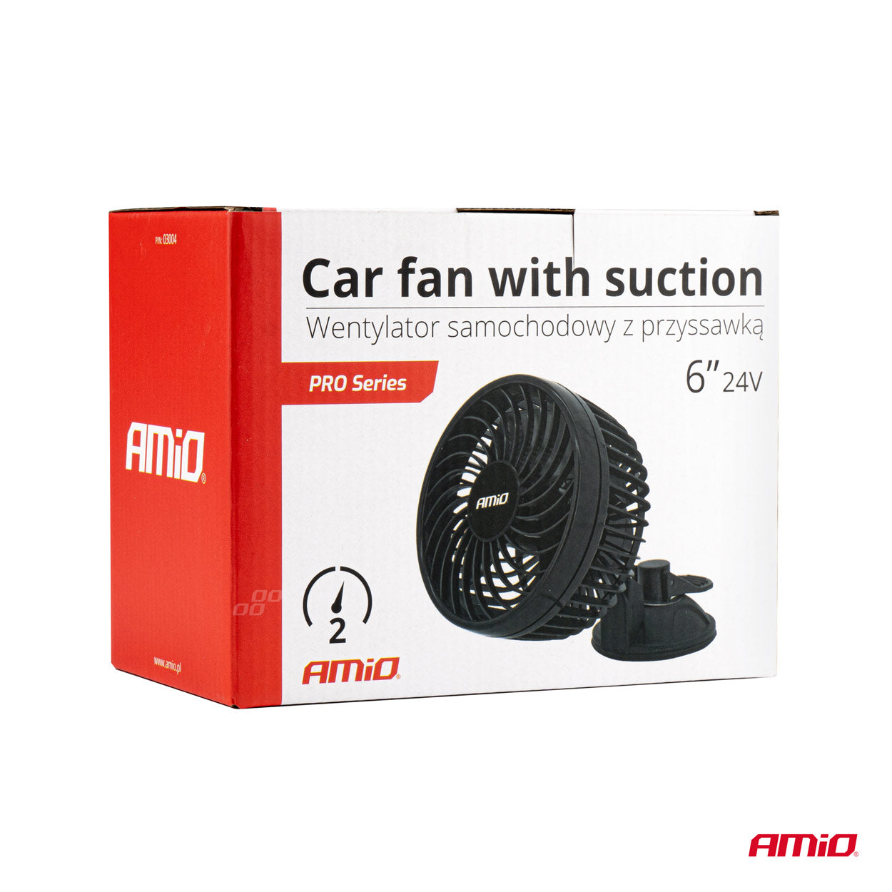 Wiatrak samochodowy wentylator z przyssawką 24V AMIO-03004