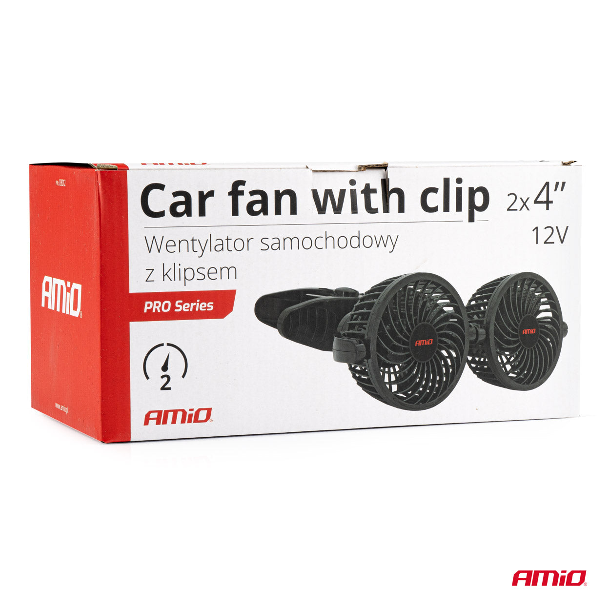Wentylator wiatrak samochodowy z klipsem 12V AMIO-03012