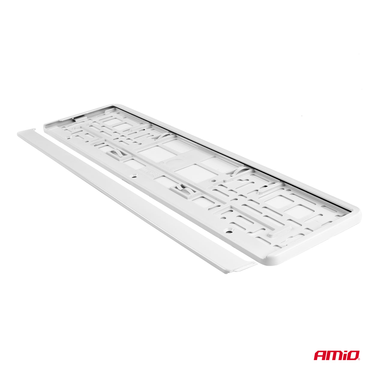 Ramka tablicy rejestracyjnej metalizowana biała AMIO-03180