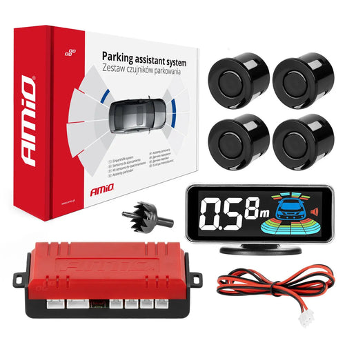 Czujniki parkowania cofania czarne LED 3D AMIO-03185 AMiO