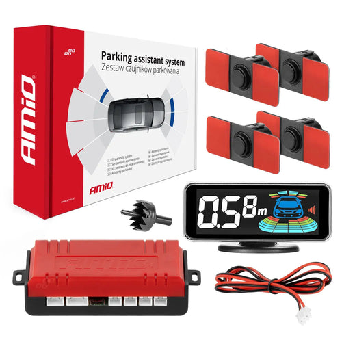 Czujniki parkowania cofania czarnw wewnętrzne LED 3D AMIO-03190 AMiO