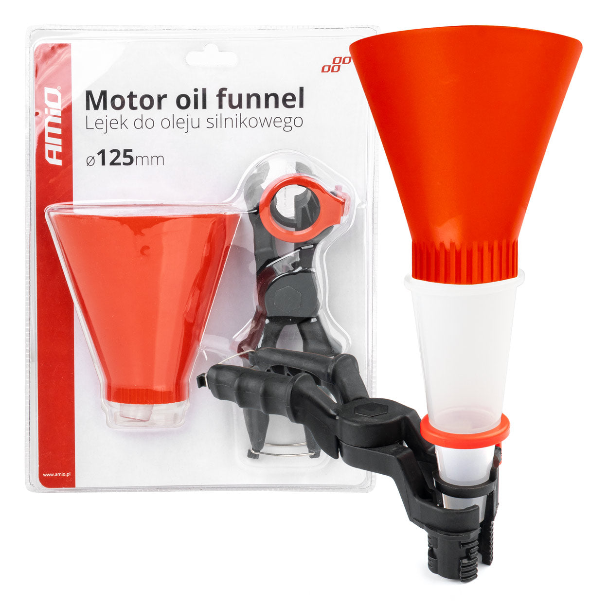 Lejek do oleju silnikowego z uchwytem AMIO-03278