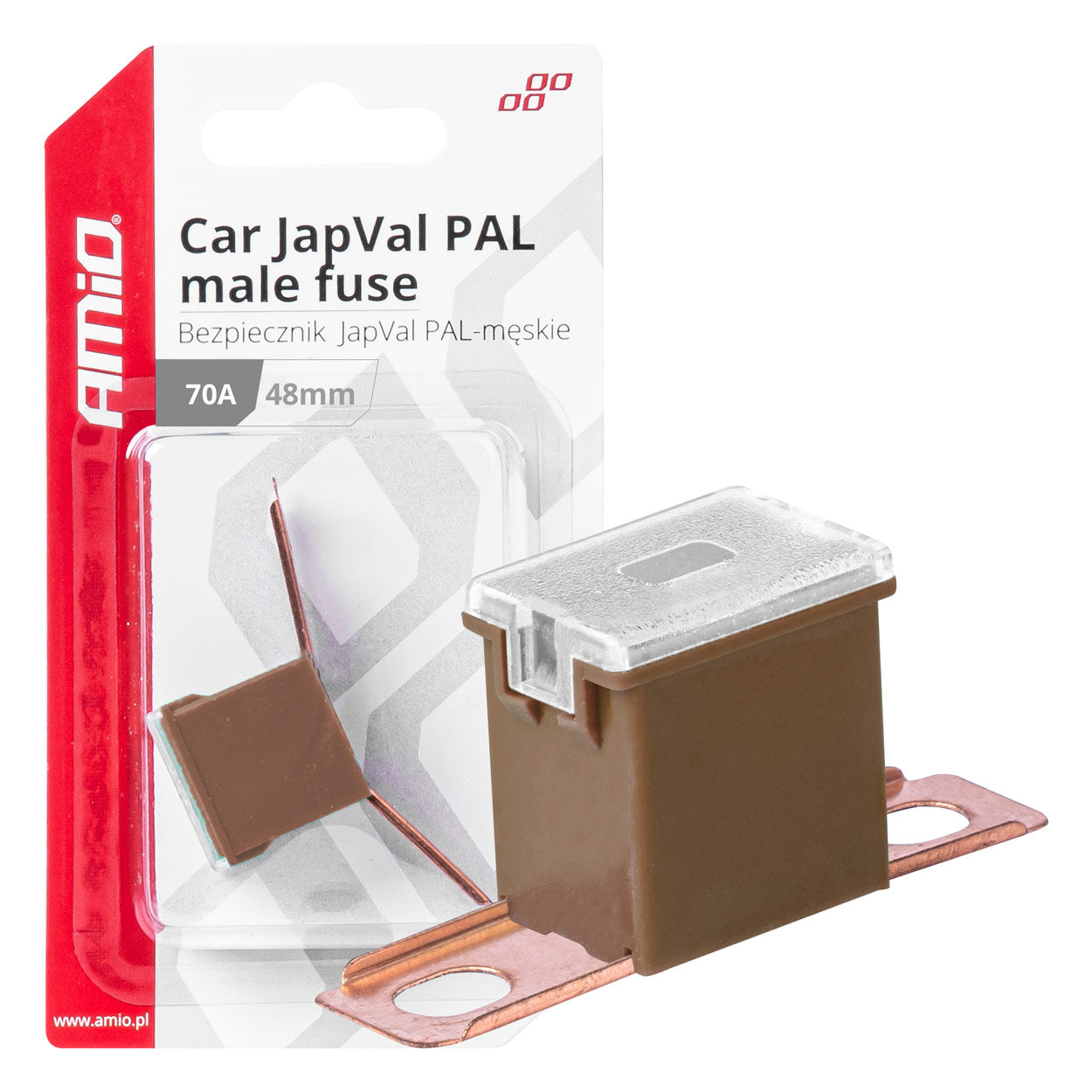 Bezpiecznik samochodowy JAPVAL PAL męski 48mm 70A AMIO-03422