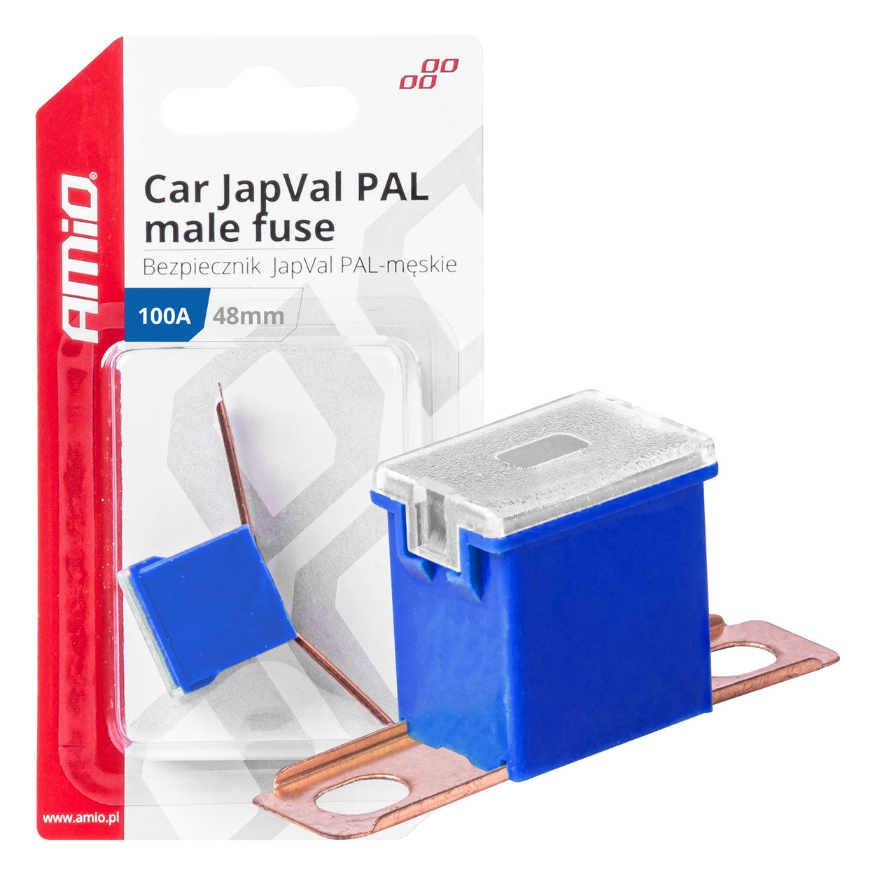 Bezpiecznik samochodowy JAPVAL PAL męski 48mm 100A AMIO-03424