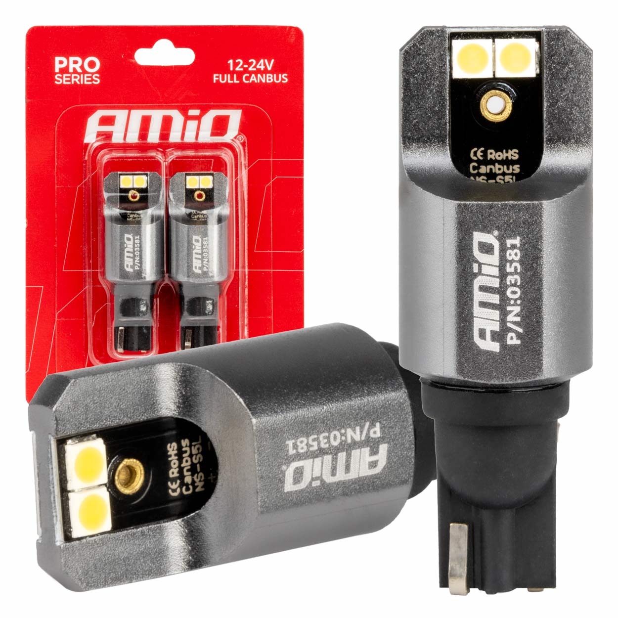 Żarówki LED FULL CANBUS PRO T15 W16W 4x3030 SMD białe 12V 24V AMIO-03581