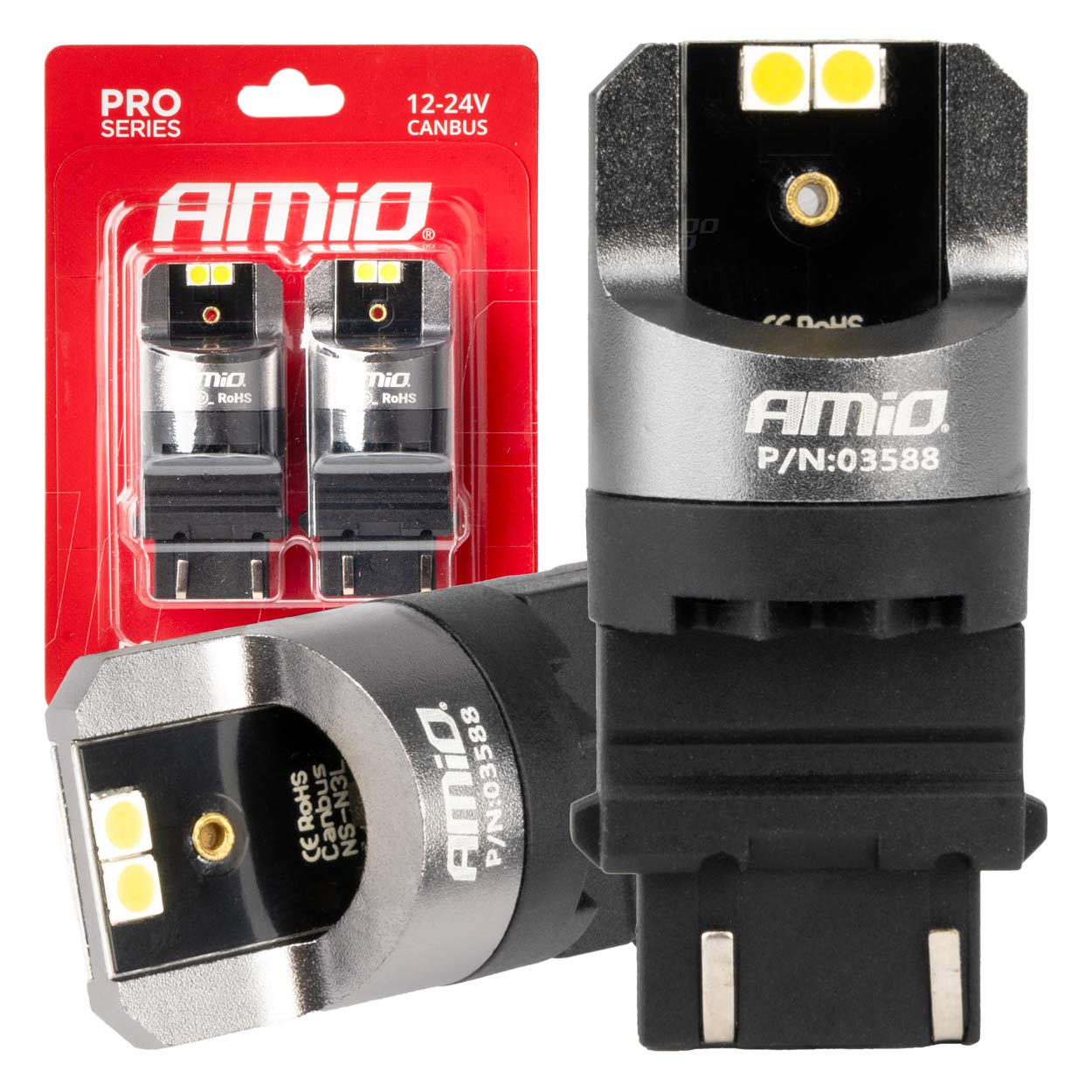 Żarówki LED CANBUS PRO series 3157 P27/7W 4x3030 SMD White 12/24V AMIO-03588