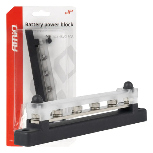 Blok rozdzielczy masy plusa bus bar M6 12V - 48V 150A AMIO-03808 AMiO