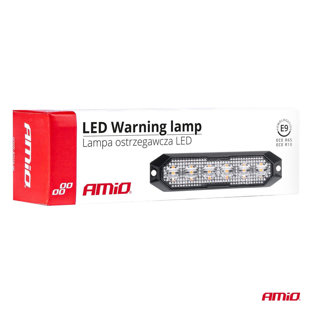Lampa błyskowa ostrzegawcza płaska 6x3W LED R65 R10 12V 24V AMIO-03930