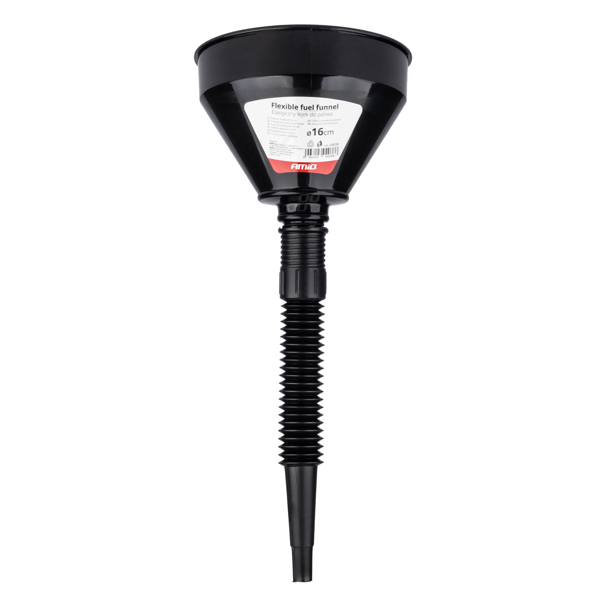Lejek elastyczny czarny uniwersalny z sitkiem do paliwa cieczy wody 16 cm AMIO-04038