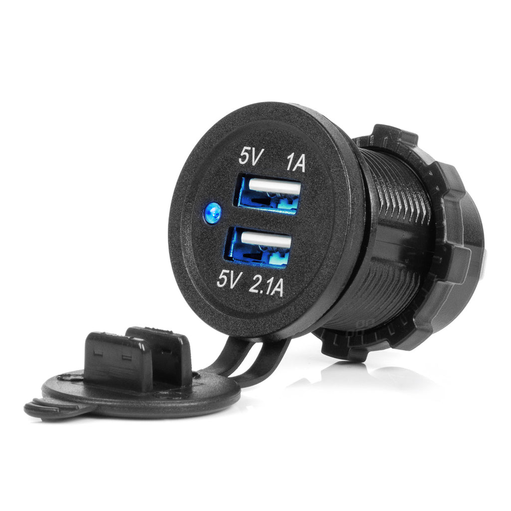 Ładowarka samochodowa z gniazdami USB wodoodporna 3.1A 2xUSB 12V 24V AMIO-04216