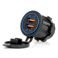 Ładowarka samochodowa z gniazdami USB wodoodporna 2xUSB QC3.0 12V 24V AMIO-04218
