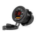 Ładowarka samochodowa z gniazdami USB i testerem napięcia wodoodporna z włącznikiem USB + USB C QC3.0 12/24V AMIO-04222