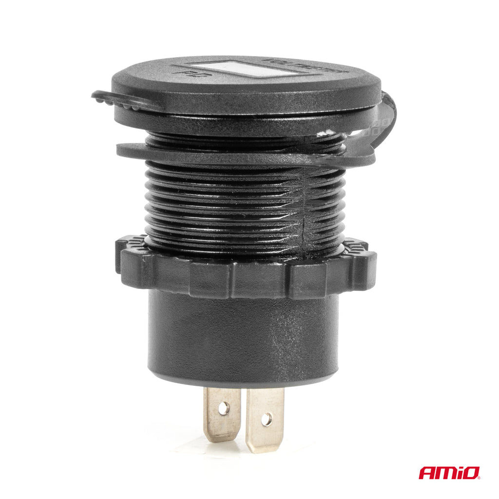 Ładowarka samochodowa z gniazdami USB i testerem napięcia wodoodporna z włącznikiem 2x USB-C 12V 24V AMIO-04226