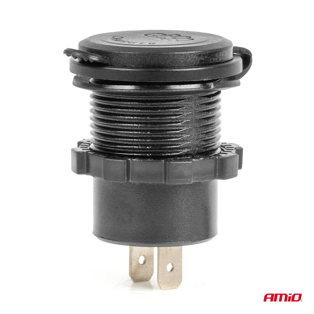 Ładowarka samochodowa z gniazdami USB wodoodporna z włącznikiem USB + 2x USB-C QC3.0 12V 24V AMIO-04227