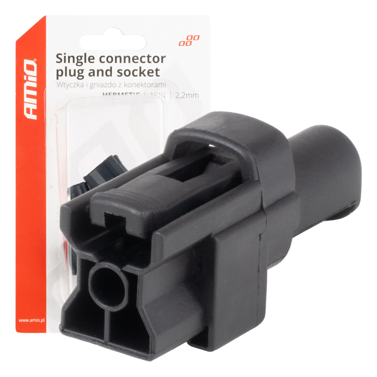 Złącze elektryczne wodoodporne zestaw 1 PIN 2.2mm AMIO-04345