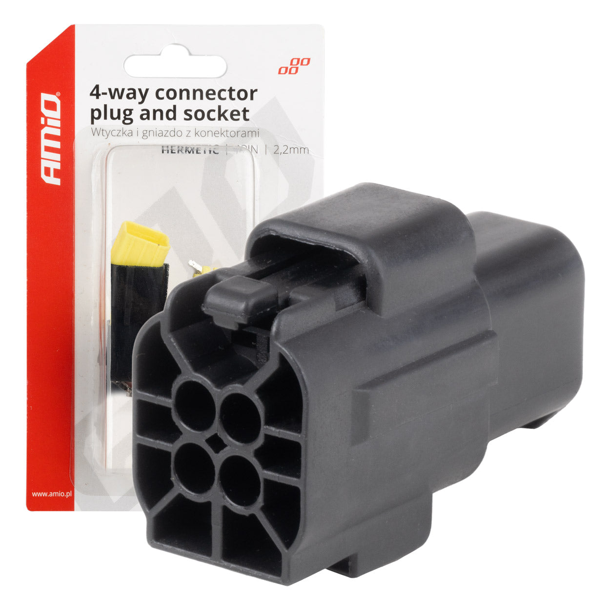 Złącze elektryczne wodoodporne zestaw 4 PIN 2.2mm AMIO-04348