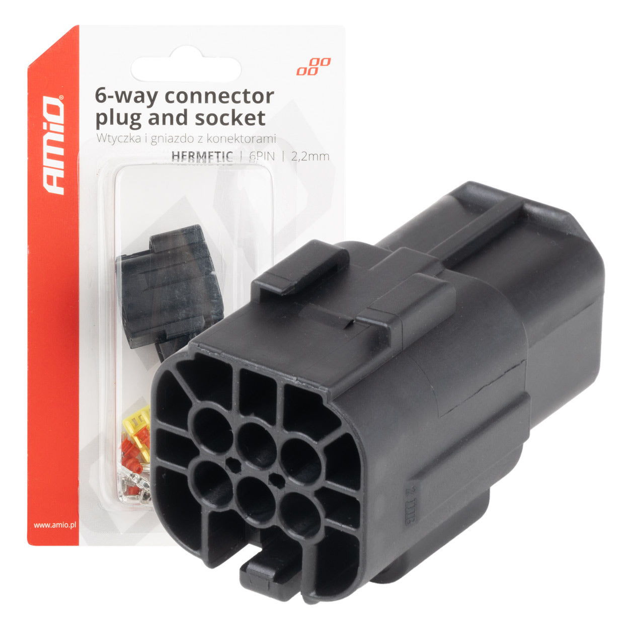 Złącze elektryczne wodoodporne zestaw 6 PIN 2.2mm AMIO-04349