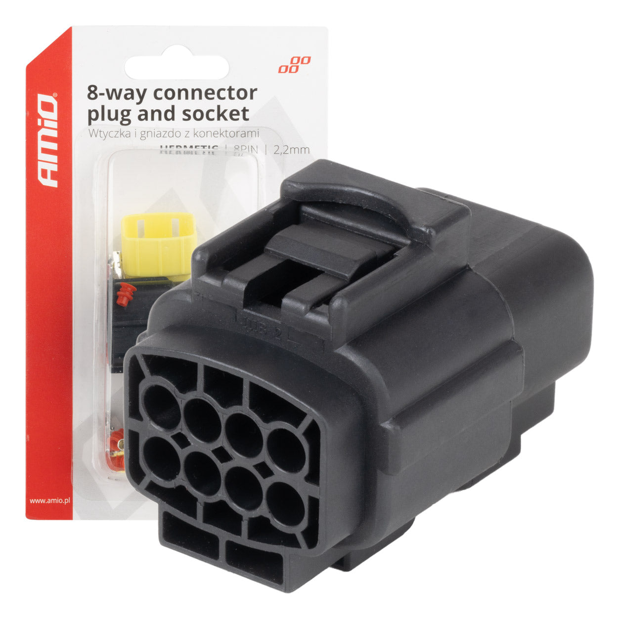 Złącze elektryczne wodoodporne zestaw 8 PIN 2.2mm AMIO-04350