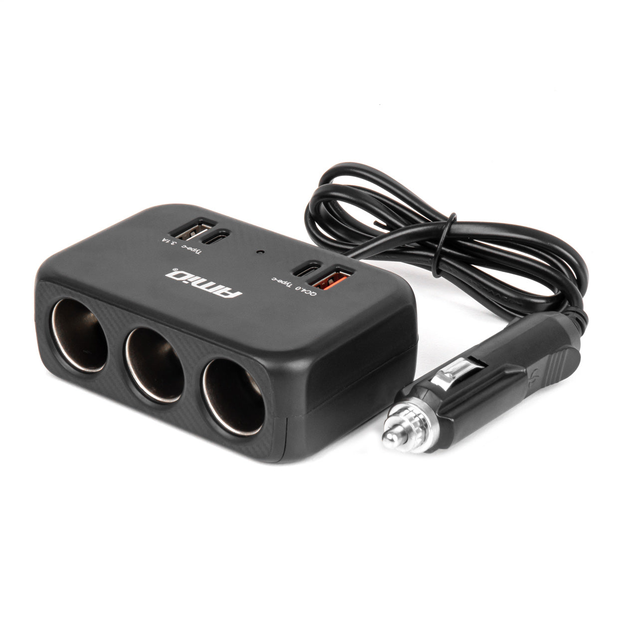 Rozdzielacz gniazda zapalniczki z ładowarką 1x USB-A 1x USB-C QC4.0 12V 24V 120W 80cm AMIO-04365