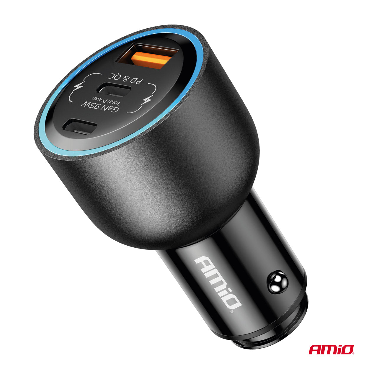 Ładowarka samochodowa 2x USB-C + USB-A 12V 24V 95W AMIO-04372
