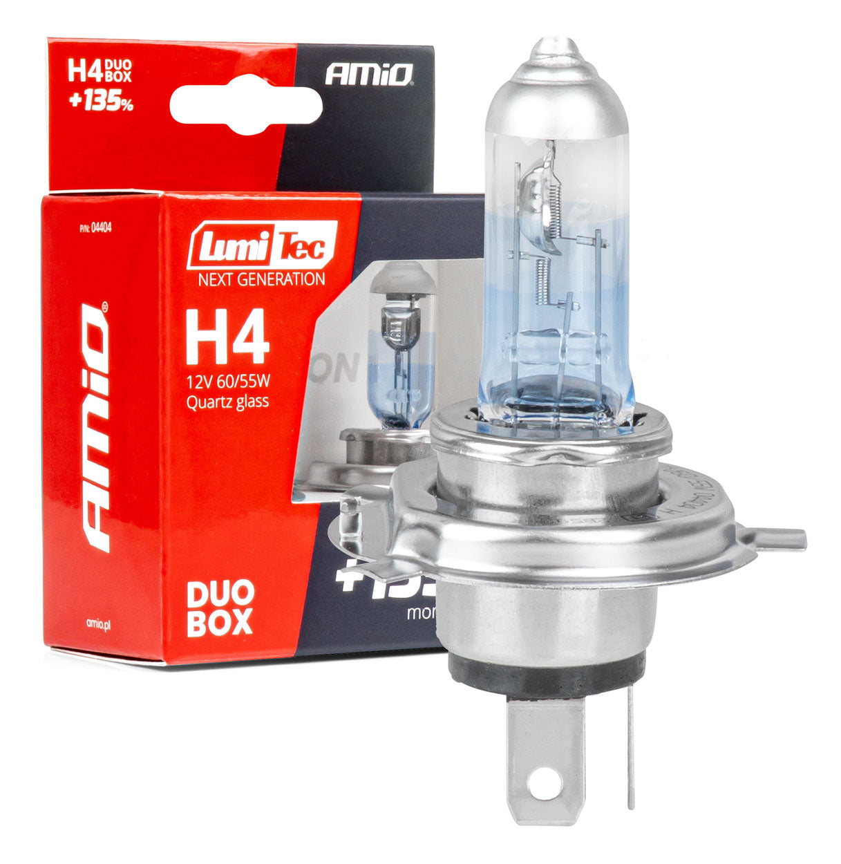 Żarówki halogenowe H4 12V 60/55W LumiTec NEXT GENERATION +135%  DUO AMIO-04404