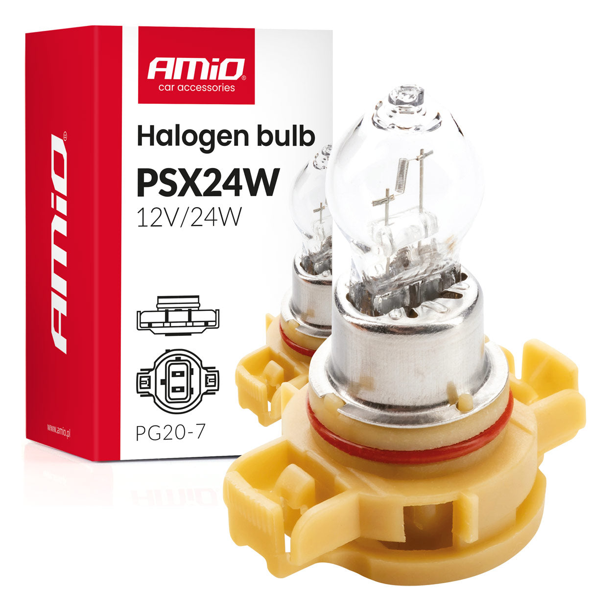 Żarówka halogenowa PSX24W PG20-7 12V 24W AMIO-04411