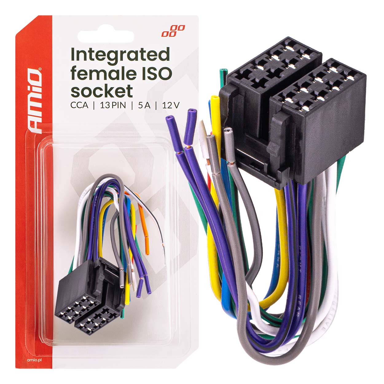 Zintegrowane złącze żeńskie ISO CCA 13PIN 5A 12V AMIO-04441