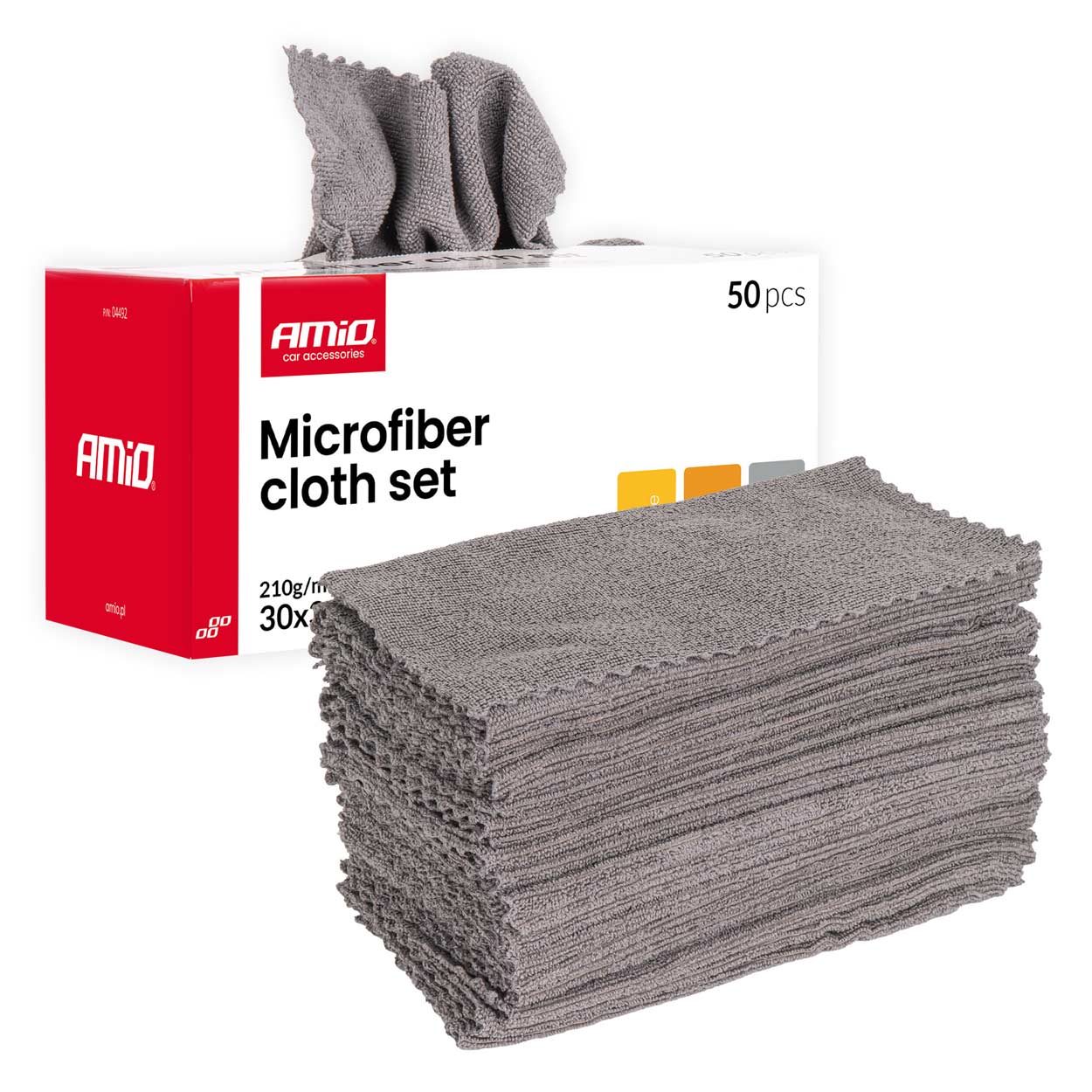 Zestaw ściereczek z mikrofibry 50szt. 210gsm 30x30cm AMIO-04492