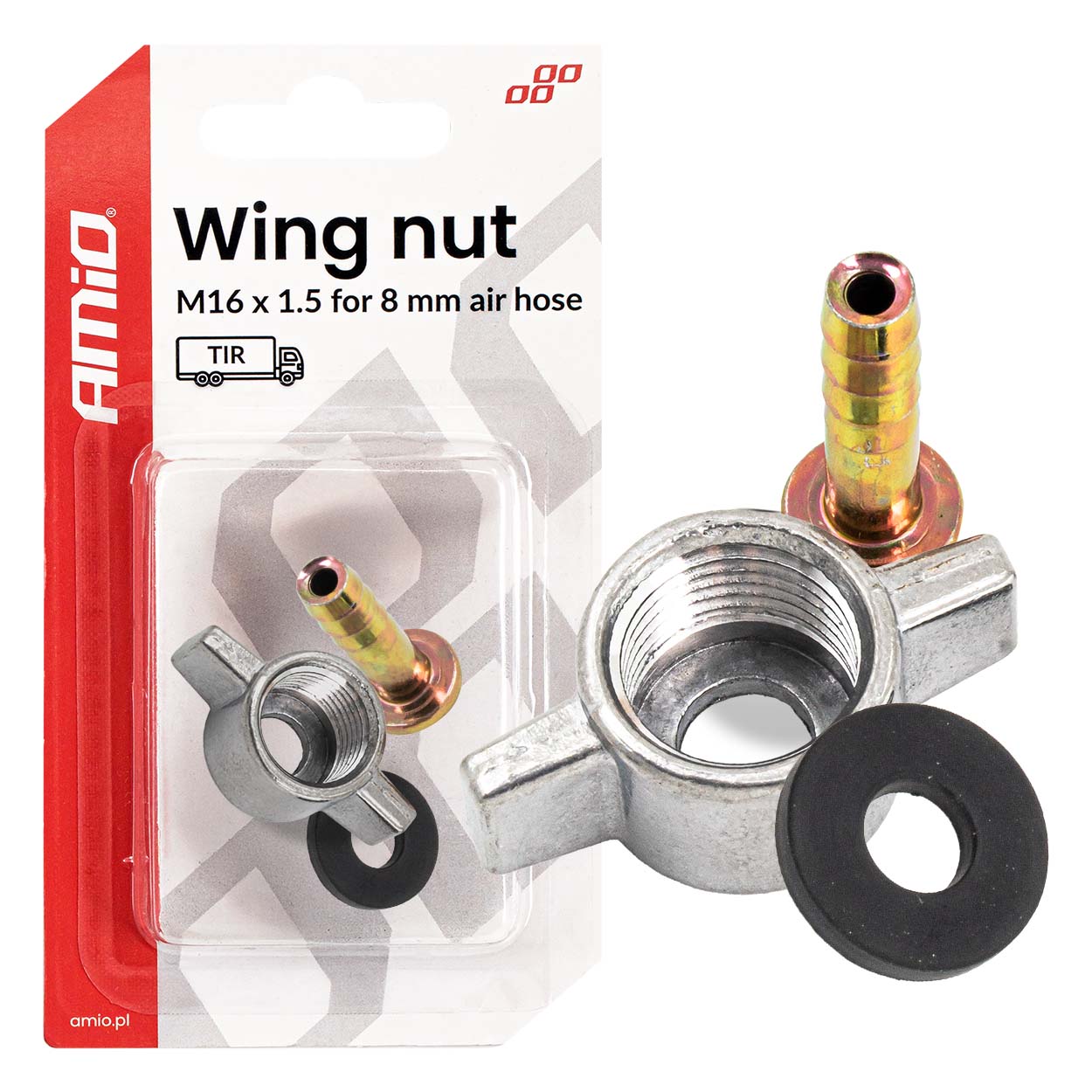 Nakrętka kompresora motylek M16 x 1.5 dla 8mm AMIO-04499