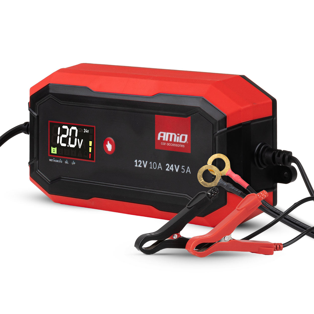 Prostownik cyfrowy AGM GEL STD LFP MAX 10A 12V 24V PRO AMIO-04528