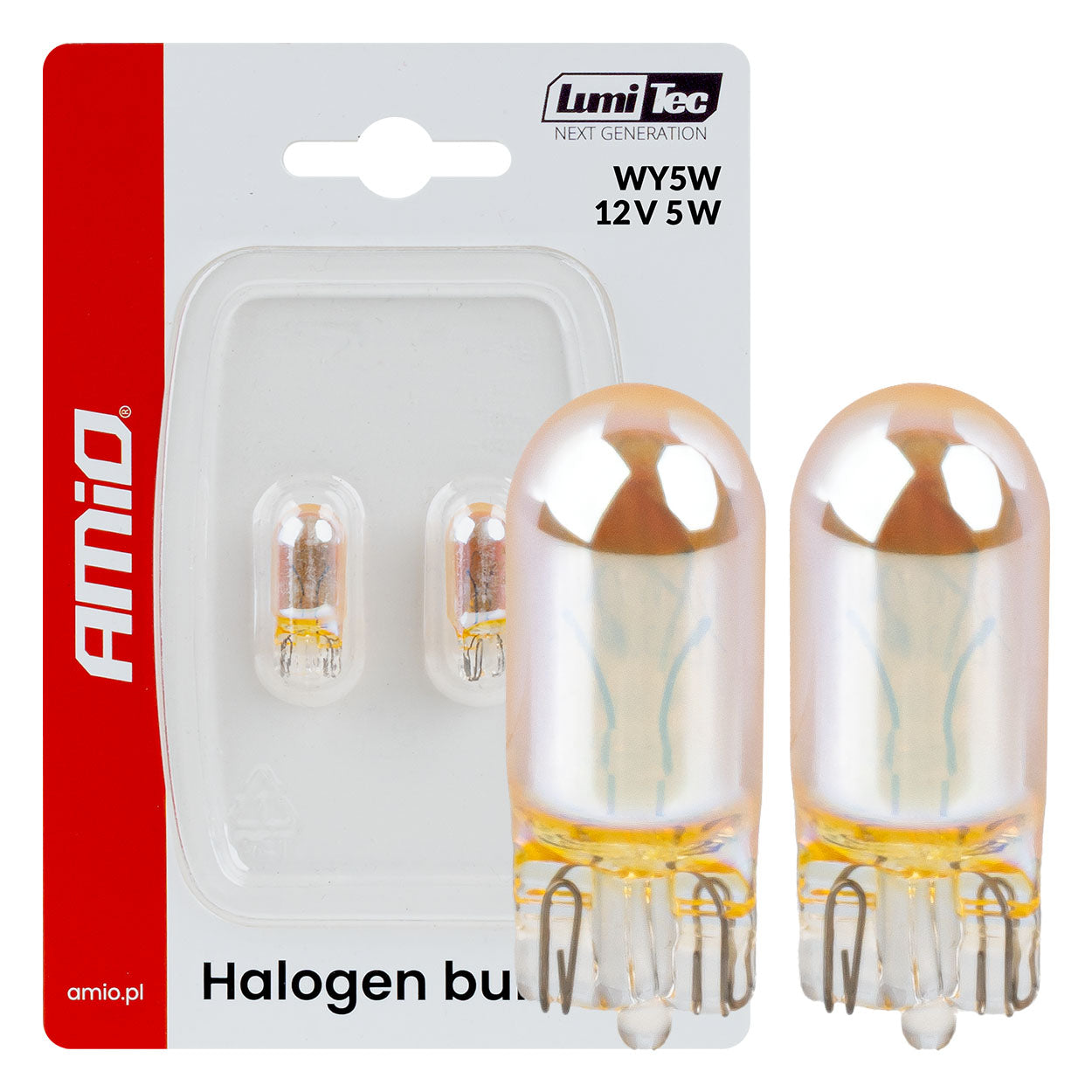 Żarówki halogenowe  WY5W 12V5W LumiTec pomarańczowe chrom 2szt. AMIO-04626