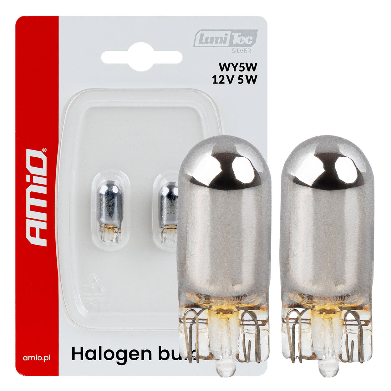 Żarówki halogenowe WY5W 12V5W LumiTec chrom 2szt. AMIO-04628