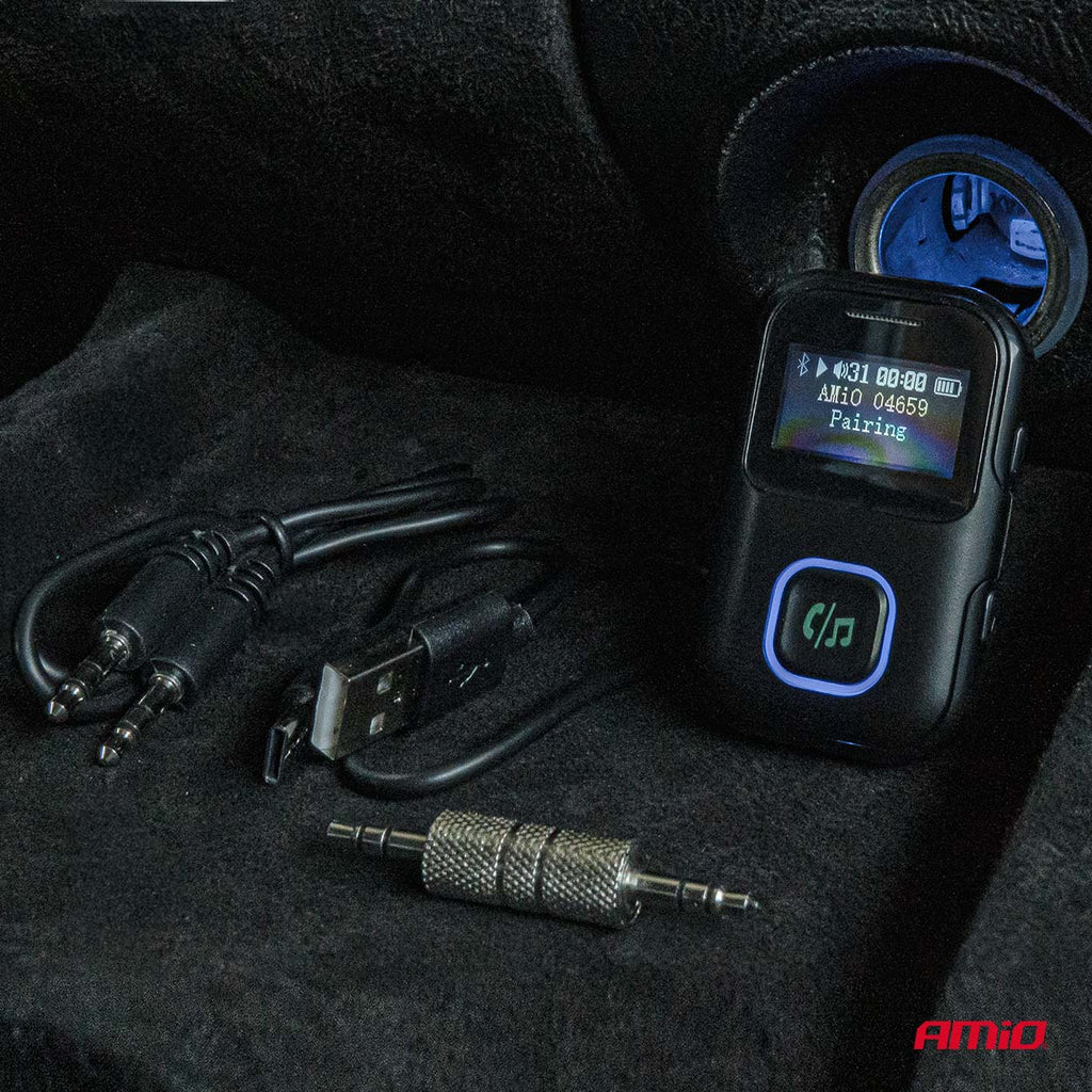 Odbiornik bluetooth na mini jack LCD AUX AMIO-04659
