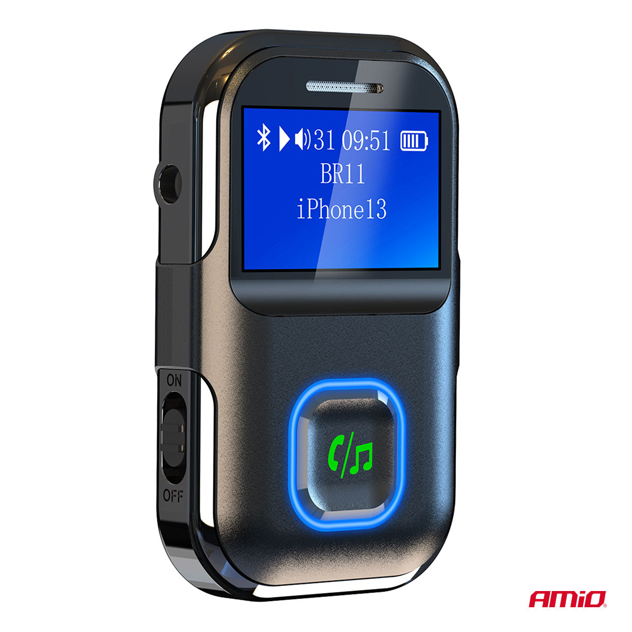 Odbiornik bluetooth na mini jack LCD AUX AMIO-04659