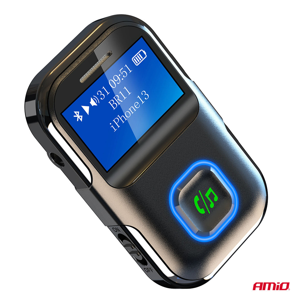 Odbiornik bluetooth na mini jack LCD AUX AMIO-04659